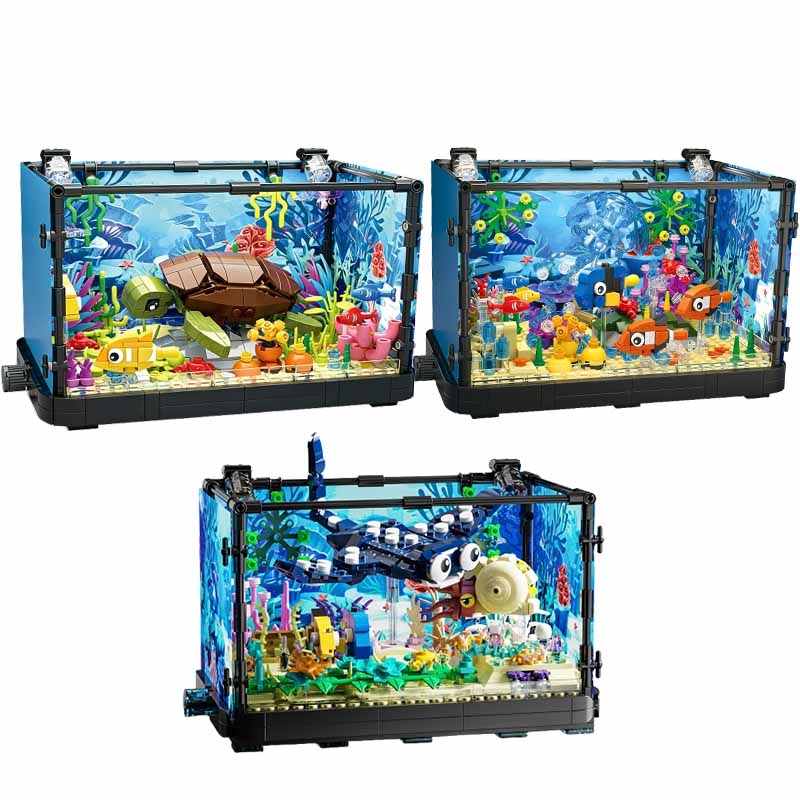 Marine Aquarium Cube - Işıklı Balık Tankı Yapım Blokları Seti,